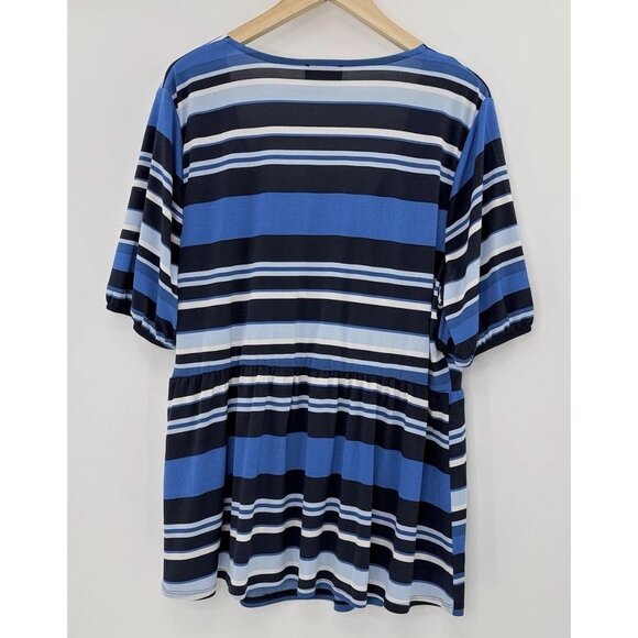 Lane Bryant Plus Size Illusion Collection Striped Liquid Knit Wrap Top Sz 22/24 - Picture 3 of 9